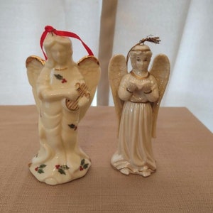 Vintage Angel Figurines: Christmas Holiday Decor, Harp & Book Pair