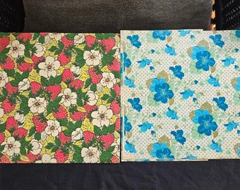 Vintage All-Purpose Spring & Summer Gift Wrapping Paper 3 Unused Sheets, Vintage Craft Supplies - Spring Craft Paper - Summer Project Paper