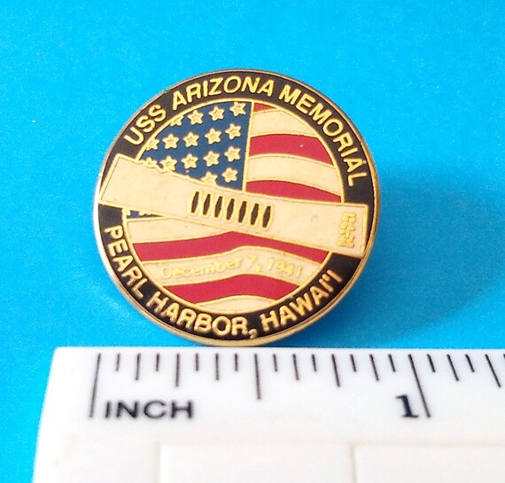 Trio Vintage Flag Pins - USS Arizona Memorial - G… - image 9