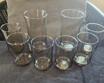 Vintage Duz Detergent Golden Brown Tumblers (2) and Juice Glasses (6), Set of 8 Duz Detergent Glasses, MCM Kitchen Glasses