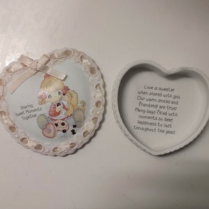 1995 Sharing Sweet Moments Porcelain Trinket Jewelry Box - Friendship Gift - Girlfriend Gift