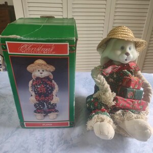 Vintage House Of Lloyd Christmas Floyd Bunny Shelf Sitter - Country Christmas Rabbit - Farmhouse Christmas Bunny