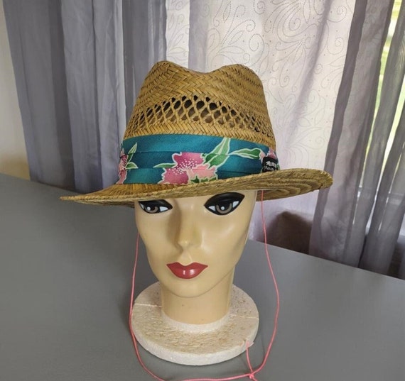 Vintage Panama Jack Straw Hat w/ Tropical Hatband - V… - Gem