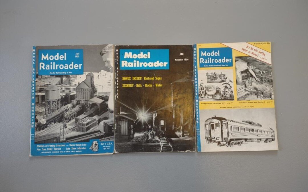 Set of 3 Model Railroader Magazines 1950's Mid Century Model RR HO RR