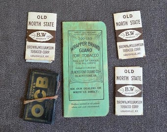 Vintage 1940s Tobacco Papers & 1930 Tobacco Recording Book, Tobacco Advertising