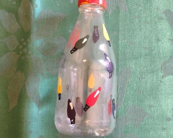 Vintage bouteille de lait lumineuse de Noël peinte à la main - Anchor Hocking 1/2 pinte