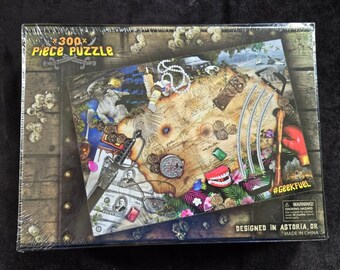 Vintage Geek Fuel Treasure Map Puzzle: Steampunk Pirate Theme (300 Pc, Sealed)