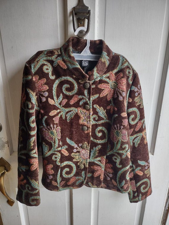 Vintage MDL Tapestry Fitted Jacked Size Petite L, 