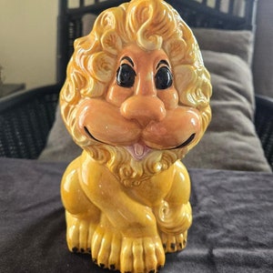 Vintage Atlantic Mold Golden Lion Piggybank, Retro Cartoon Piggybank, Children&#39;s Room Decor, Vintage Coin Bank