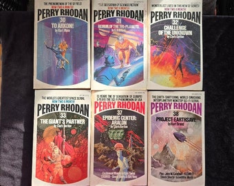 Vintage 1970s Perry Rhodan Science Fiction Books, 6 Different Ace Paperback Vintage Science Fiction - Volumes 30, 31, 32, 33, 37, 38