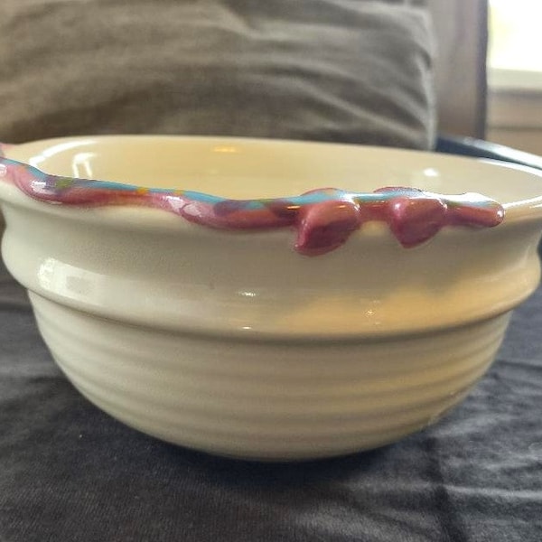 Vintage Ceramic Southwestern Lizard Bowl, Colorful Lizard Bowl, Vintage Colorful Gecko Bowl, Hand Made Lizard Bowl