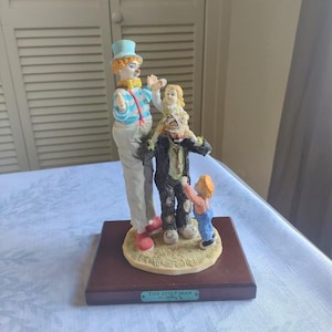 Emmett Kelly Jr. Hand Signed, The Stilt Man 1990 #0587, Day At The Fair by Flambro, Vintage Clown Collectible, Signed Emmett Kelly Clown