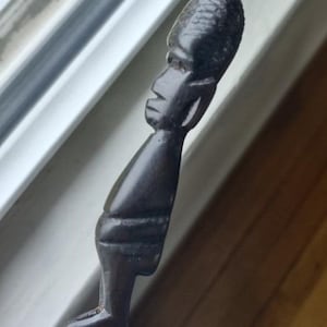 Vintage African Tribal Art Hand Carved Wooden Letter Opener, Vintage Desk Accessories, Wooden Tribal Art Idol, Fathers Day Gift, Man Cave