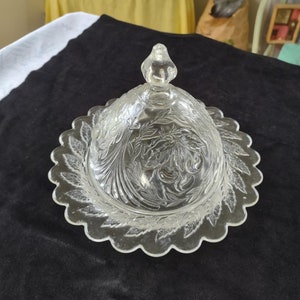 Vintage Jeanette Cherry Blossom Covered Cheese Dish, Depression Glass Cheese Keeper, Country Kitchen, Farmhouse Kitchen