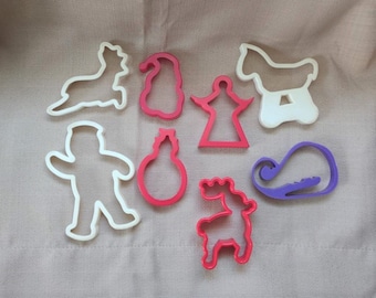 Vintage Plastic Christmas Cookie Cutters: Holiday Baking Set of 8