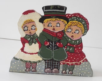 Creepy Zombie Christmas Carolers Vintage Wooden Decoration