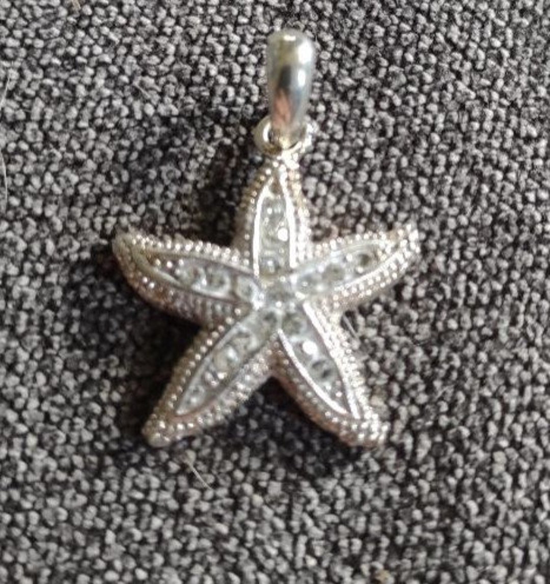 Vintage Sterling Silver Crystal Starfish Pendant Charm - Etsy