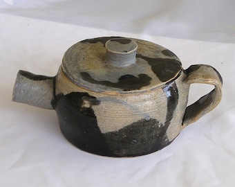 Vintage Folk Art Pottery Camouflage Cannon Spout Teapot