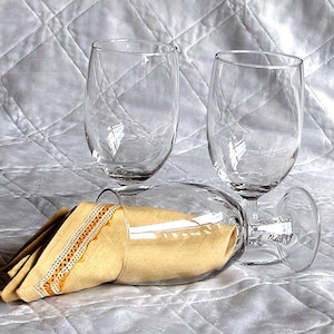Vintage Crystal Water Goblets: Stemmed Iced Tea Glasses, Set of 3