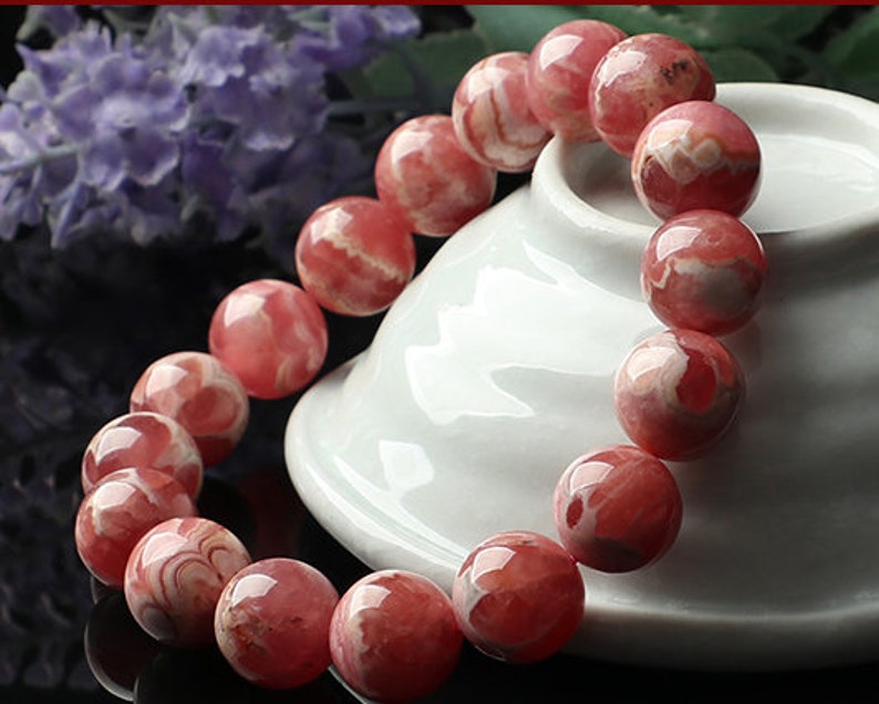 Rhodochrosite Jewelry Rhodochrosite Round Beads Rhodochrosite Gemstone Beads Natural Rhodochrosite Bracelet