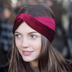 Adjustable Burgundy Twist Turban Velvet Headband image 4