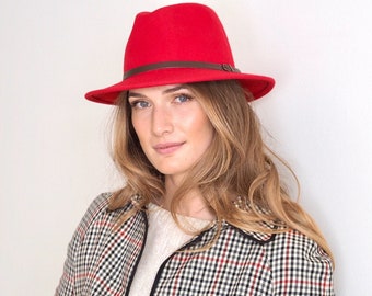 Sombrero Fedora de cinturón rojo
