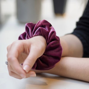 Large Dark Pink Velvet Scrunchie image 1