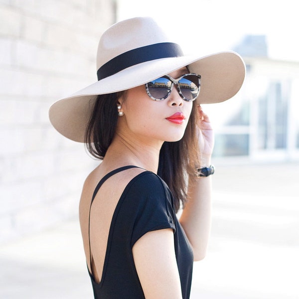 Beige Grande Fedora (with large brim)