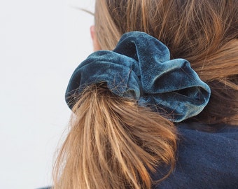 Teal Velvet Large Scrunchie