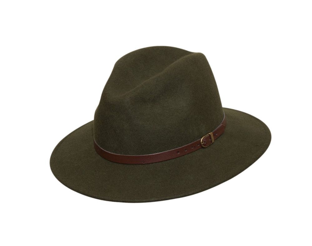 Olive Green Wool Felt Belted Fedora Etsy Australia