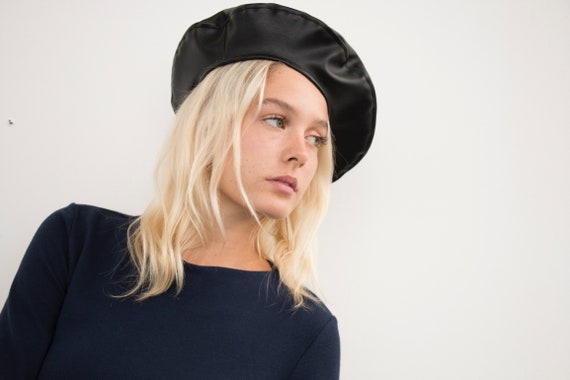 【MORE THAN BLACK】LEATHER BERET Leather Beret by Seeberger --> Shop Hats, Beanies & Caps