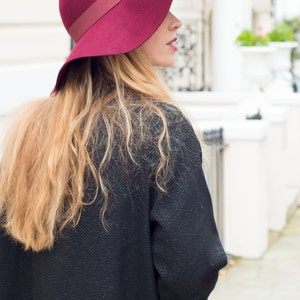 Luxe Burgundy Wide Brimmed hat in 100% percent wool felt image 1