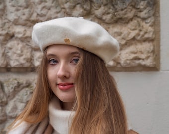 Pure Wool Off White Beret