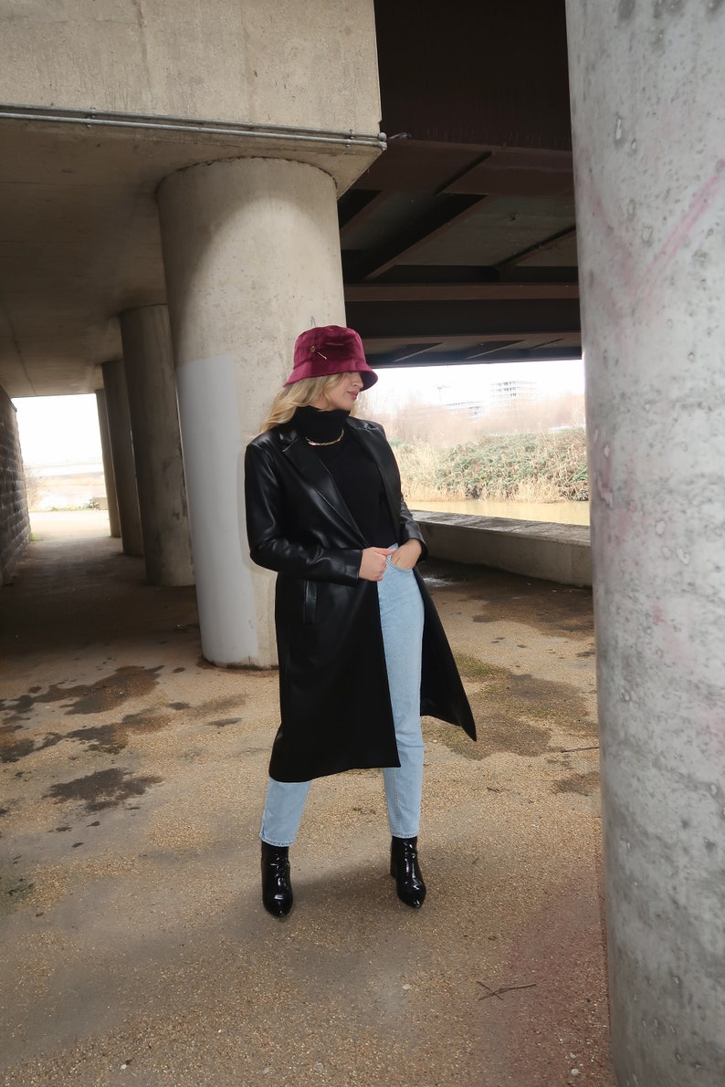 Burgundy Velvet Bucket Hat image 3