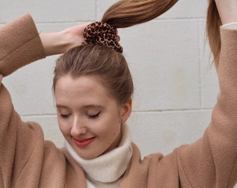 Leopard Print Velvet Large Scrunchie