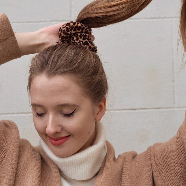 Leopard Print Velvet Grande Scrunchie