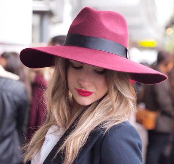 Grande Burgundy Fedora (with Large Brim)