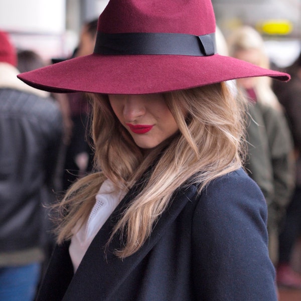 Grande Burgundy Fedora (with large brim)