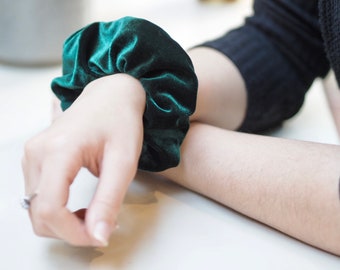 Emerald Green Velvet large Scrunchie