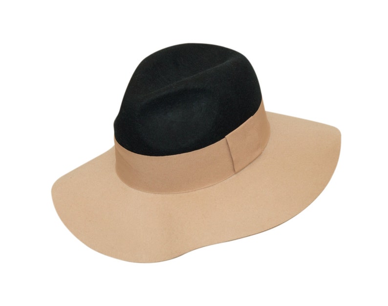 Two Tone Navy Top Lazy Fedora with floppy brim in pure felt image 3