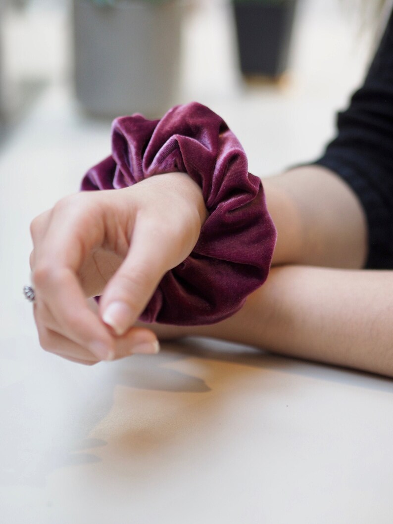 Large Dark Pink Velvet Scrunchie image 1