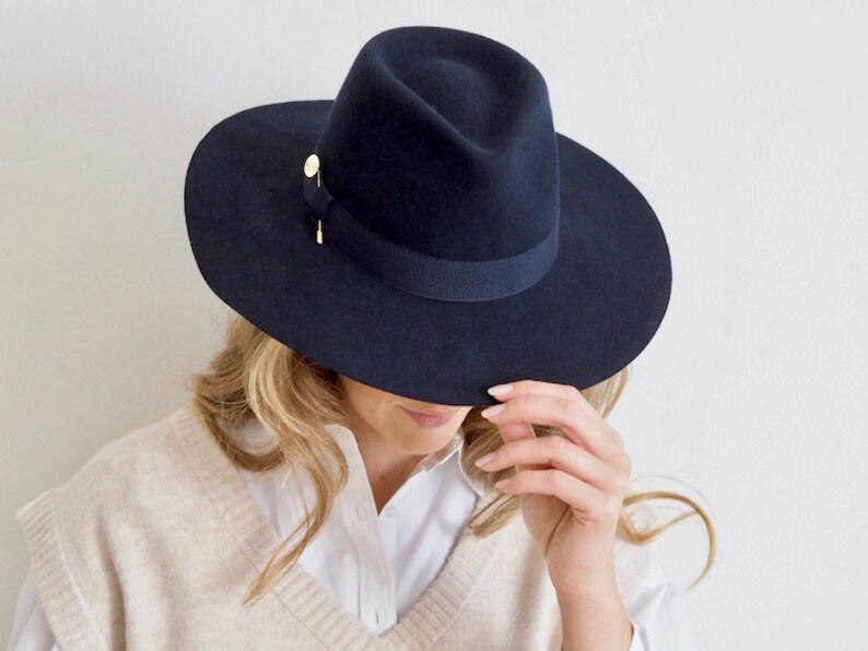 Navy Felt Fedora Hat image 3