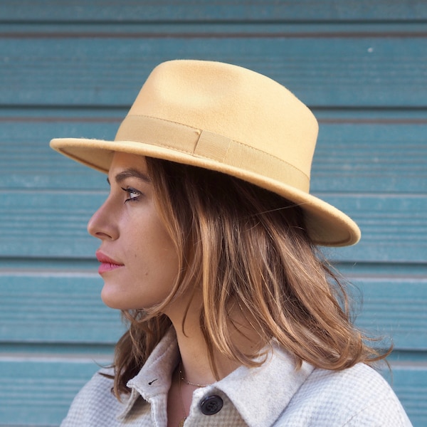 Yellow Fedora Ribbon Hat
