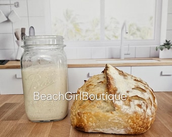 Live active liquid organic sourdough bread starter.