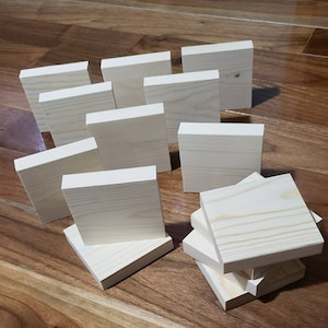 Set of 10 wood blocks, Sanded smooth sides and edges, 3 1/2 x 3 1/2, Mini signs, Square wood blanks, Tiered tray supplies, Blank wood tiles