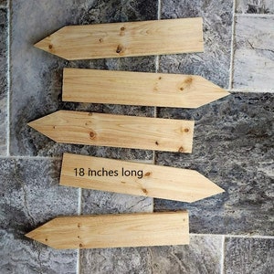 Set of Five blank wood arrows, 18" Directional Signs, unfinished arrow, trail signs, wedding signs, destination sign, CNC Carving wood