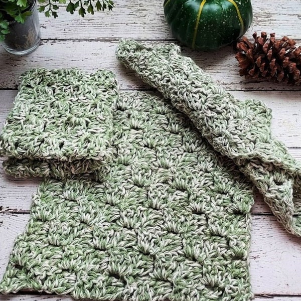 Sage Green Dish Cloths Cotton Dish Rags Farmhouse Kitchen Country Decor Dishcloths Set of 3 Handmade Reusable Cloths Easter  Gift