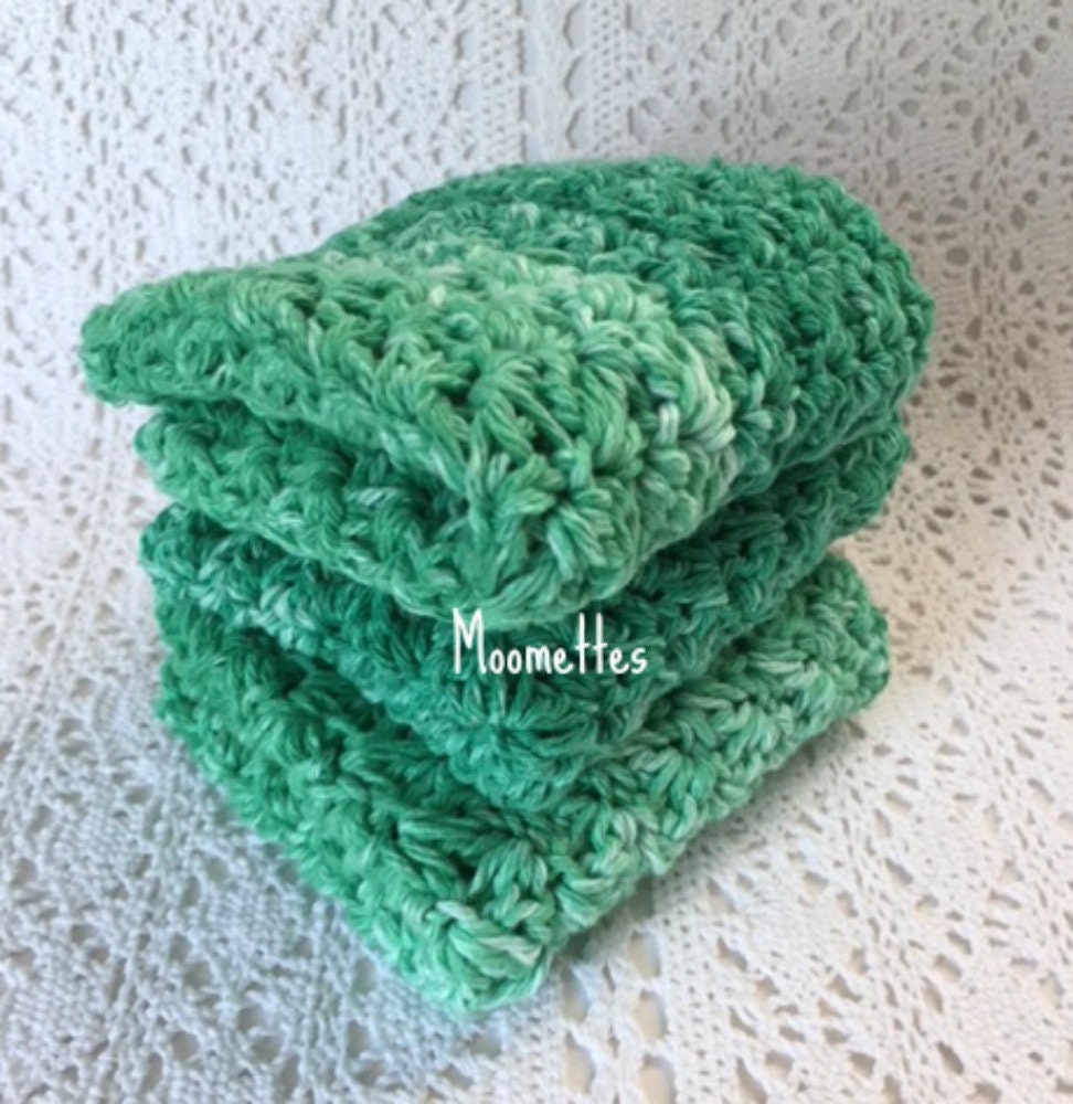 Earthy Green Dish Cloths Washcloths Eco Friendly Cotton Etsy