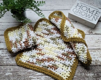 Moss Green Dish Cloths Cotton Dish Rags Fall Farmhouse Kitchen Country Decor Dishcloths Set of 3 Handmade Wash Cloths Home Gift