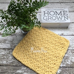 Yellow Cotton Dish Cloths - Handmade Crochet Dish Cloths - Knit Kitchen Reusable Dishcloth Set Of 3 - Kitchen Cloths